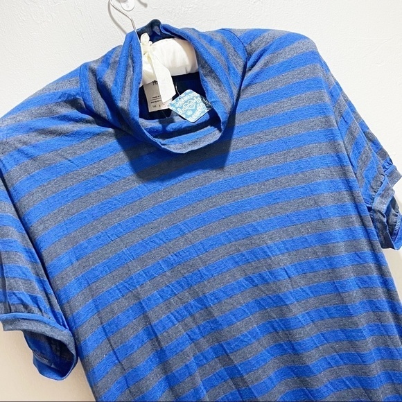 WE THE FREE Mock Neck Blue Gray Striped Tunic - Picture 3 of 7